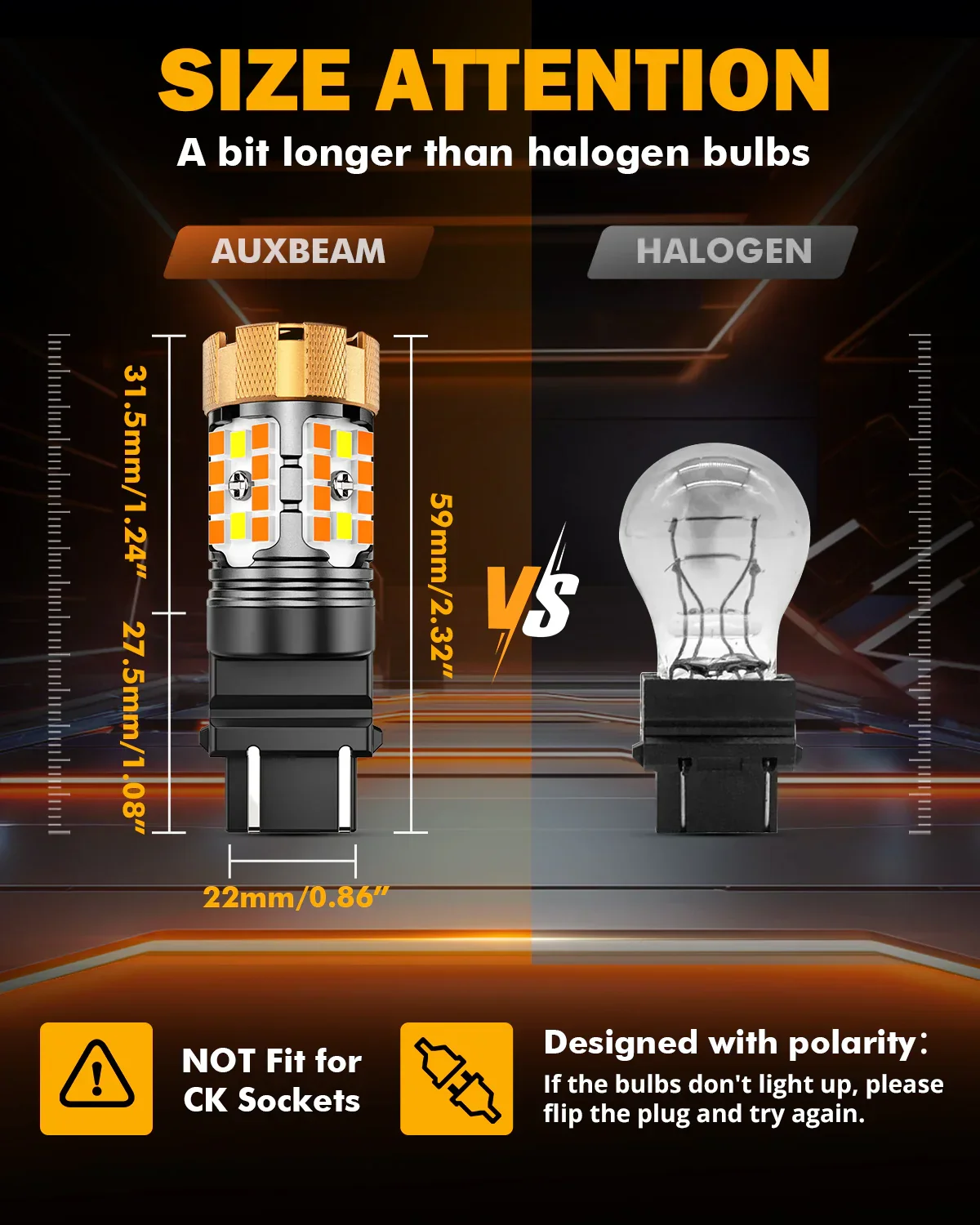 🆕 T25 3157D LED Front Turn Signal & DRL Light Bulbs 50W 4000LM CAN-Bus Error Free Dual Color Switchback White & Amber B21-PRO Series | 2 Bulbs - Image 8