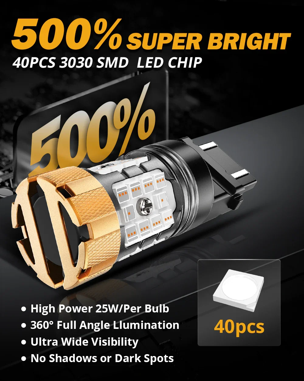 🆕T25 3157 3156 LED Brake/Tail Light Bulbs 50W 4000LM CAN-Bus Error Free Red B21-PRO Series | 2 Bulbs - Image 5