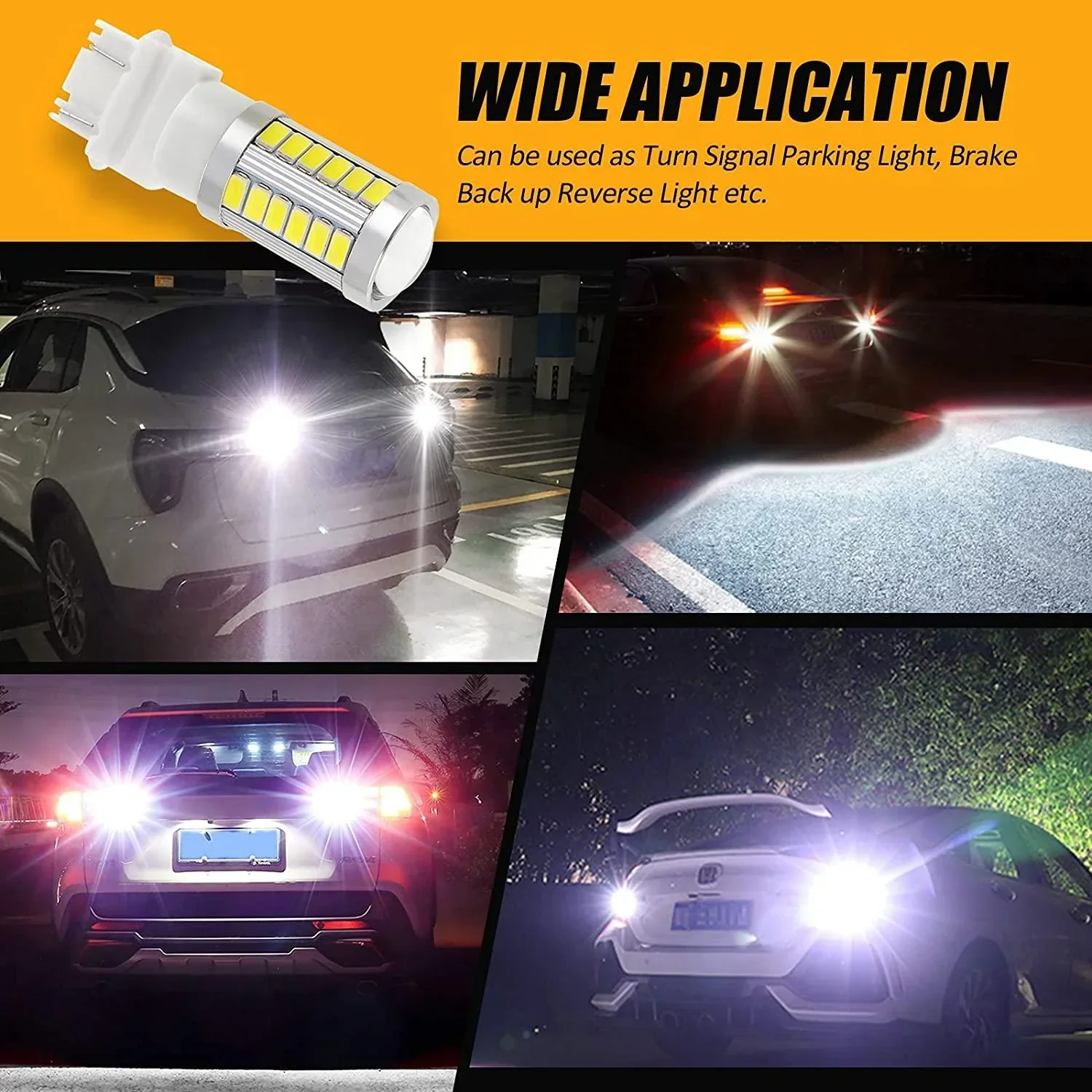 33pcs-LED 3020SMD Cool White/Amber/Red 8000LM LED Brake/Reverse/Parking/Tail/Turn signal Light - Image 3