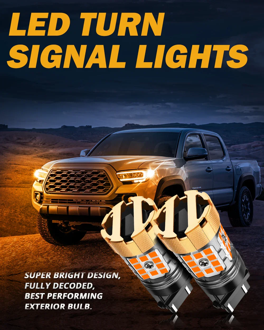 🆕3157 US-CK LED Turn Signal Light Rear/Front, Side Maker Light Bulbs 50W 4000LM CAN-Bus Error Free 3000K Amber B21-PRO Series |2 Bulbs - Image 3