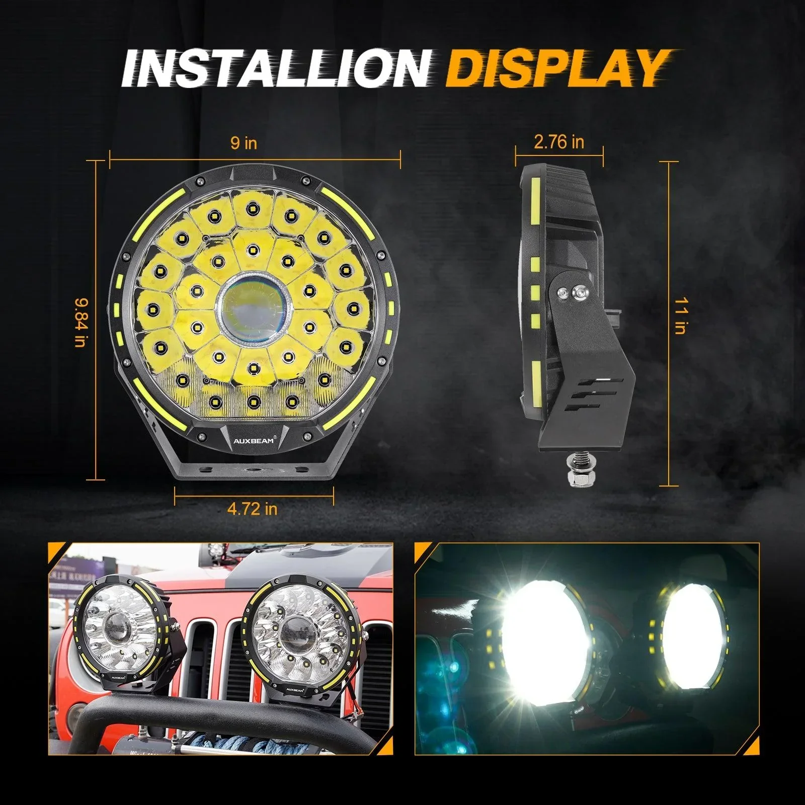 360 PRO Series 7 INCH/9 INCH 360-PRO Series Offroad LED Driving Lights+Amber/Black Covers(Optional) - Image 11