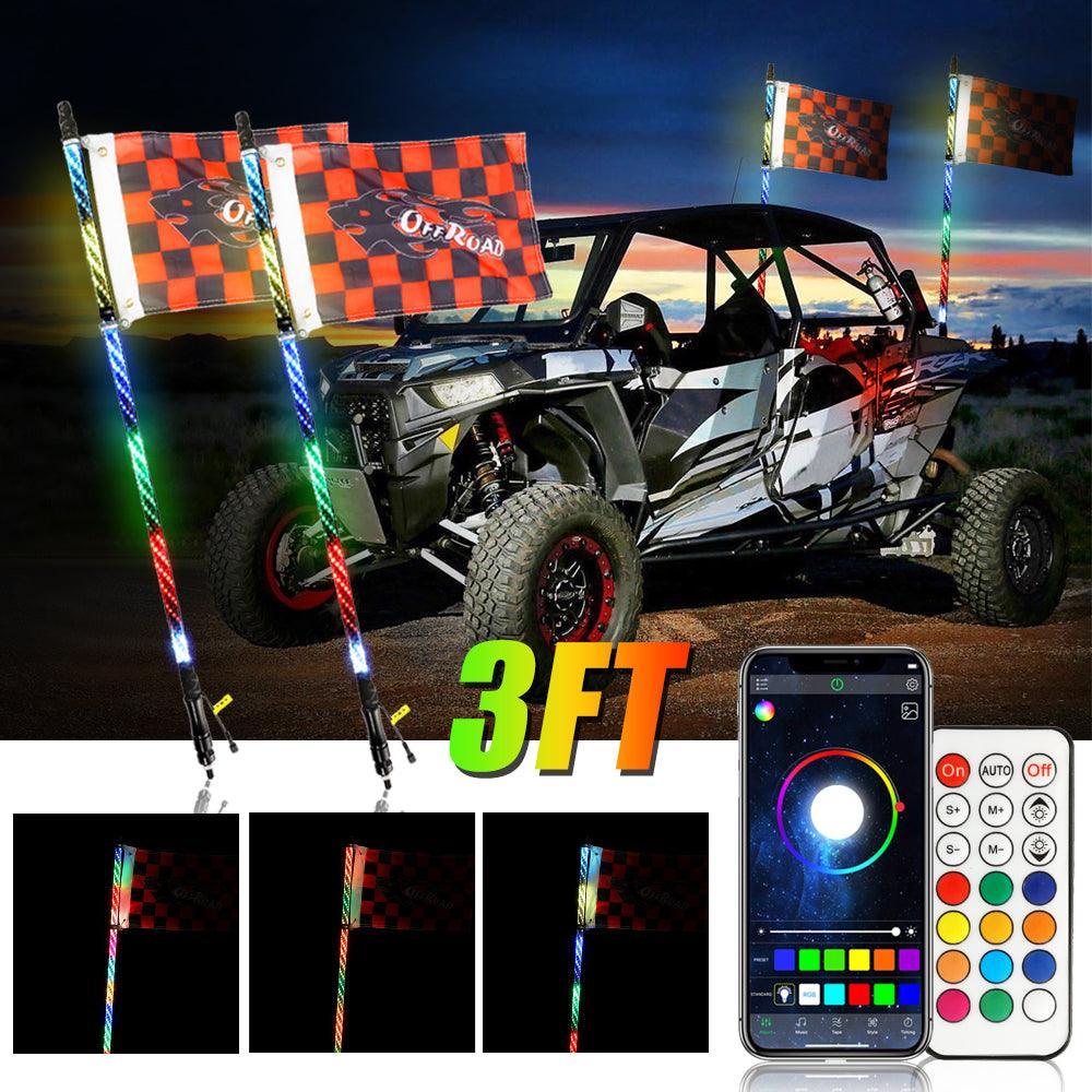 (2pcs/set) 3FT/4FT LED RGB Whip Lights with Turn Signal & Brake Light, Bluetooth APP/ Remote Control - Image 19