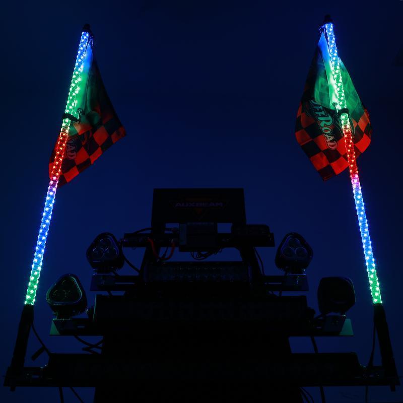 2Pcs 3FT RGB LED Whip Lights with Turn Signal & Brake Light + RGB LED Rock Lights Set with Bluetooth Controlled - Image 15