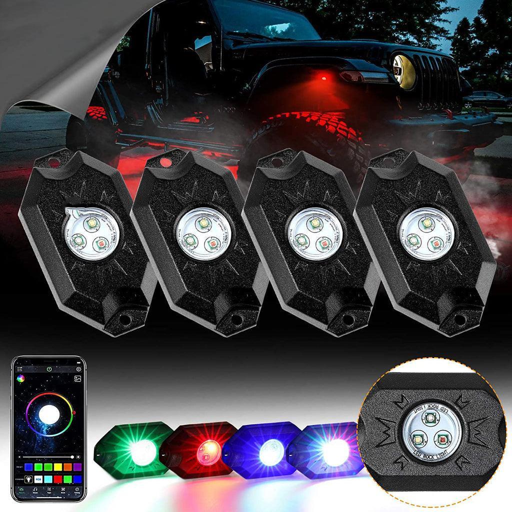 2Pcs 3FT RGB LED Whip Lights with Turn Signal & Brake Light + RGB LED Rock Lights Set with Bluetooth Controlled - Image 23
