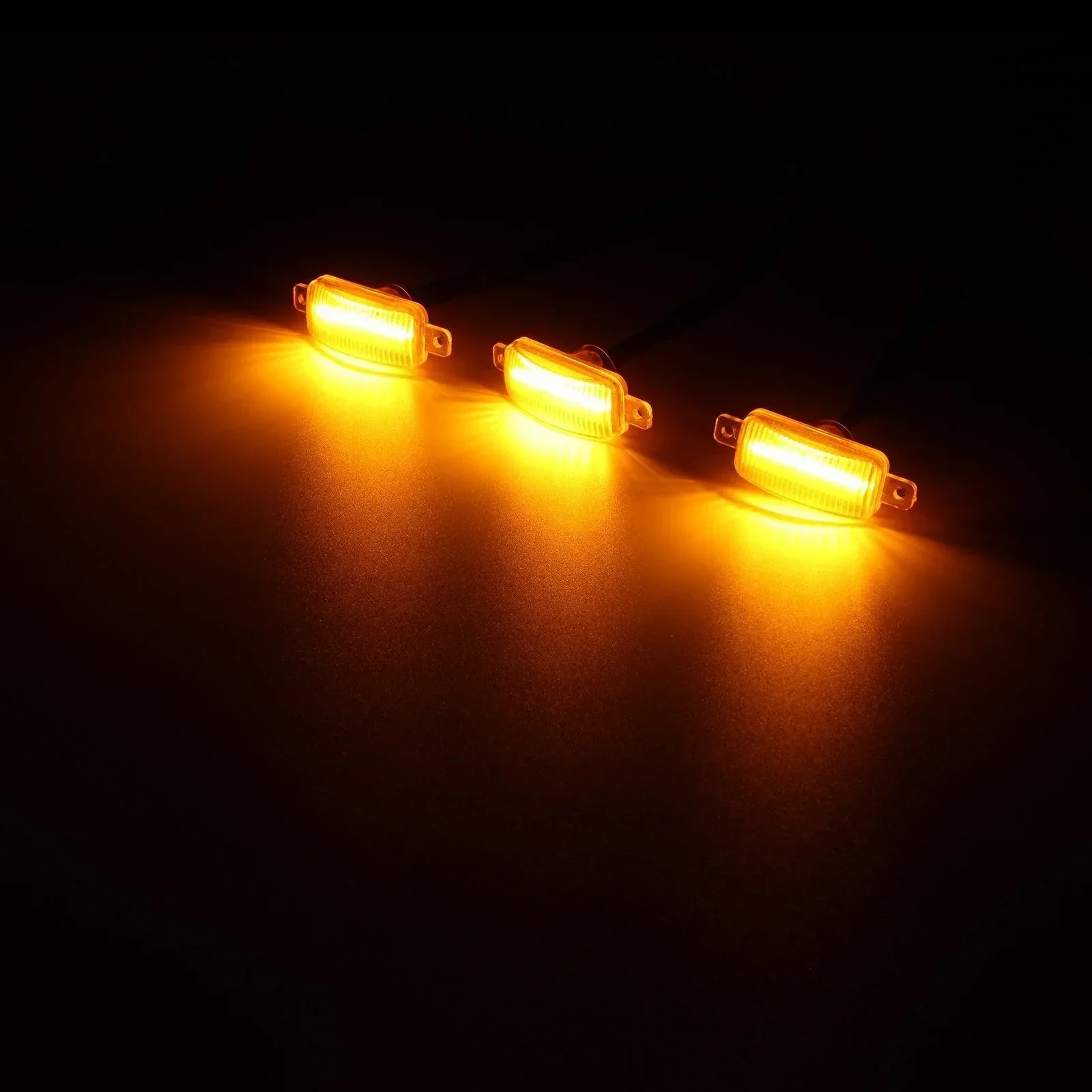 (3pcs/set)  LED Front Grille Lights Raptor Style Amber Light Universal Car Modification (Amber shell/ Smoked shell） - Image 18