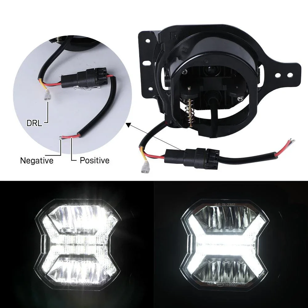 4 Inch LED Fog Lights with White DRL for Jeep Wrangler JL 2018-2021 - Image 2
