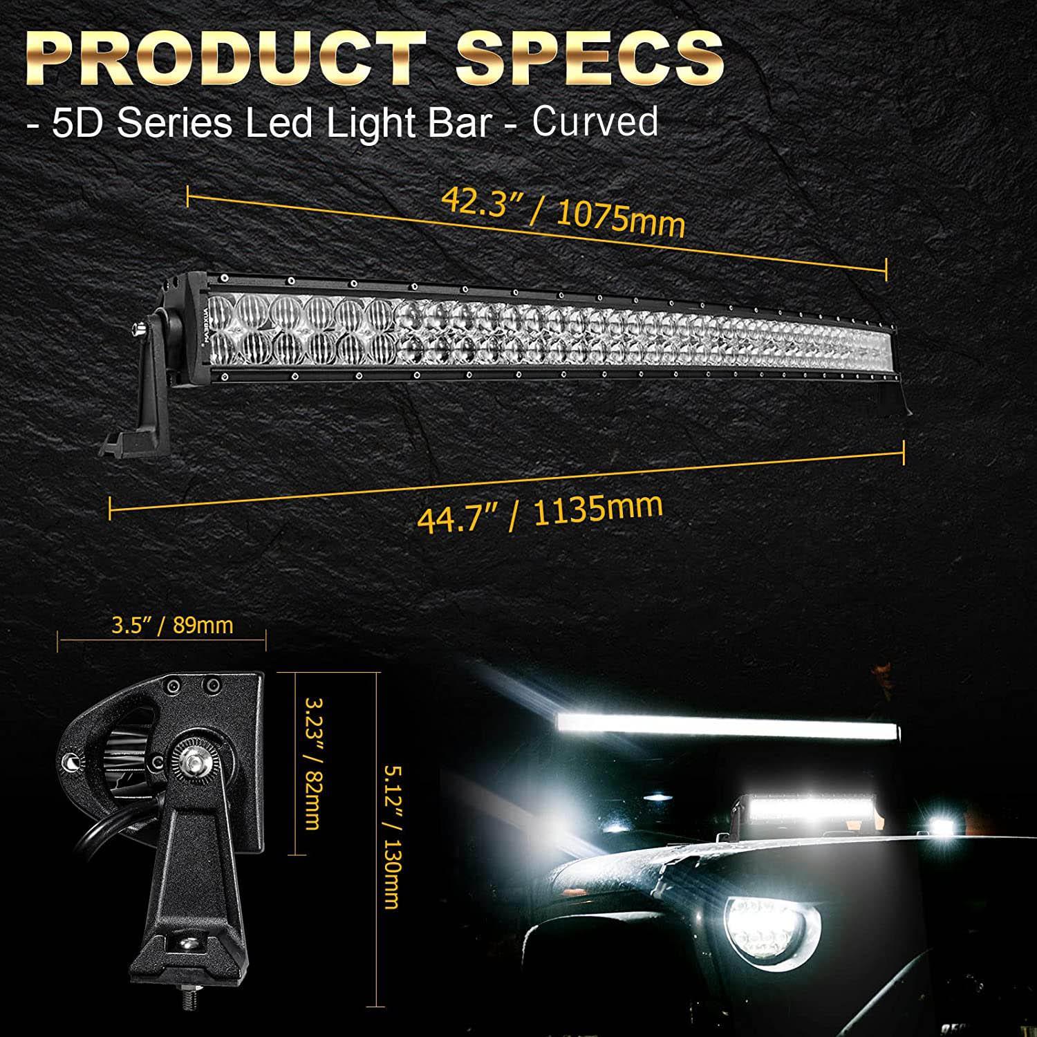 42 Inch 5D Series LED Light Bar & Car Roof Windshield LED Light Bar Mounting Bracket for 2014-2019 Can-Am Commander 1000 800 Models - Image 7