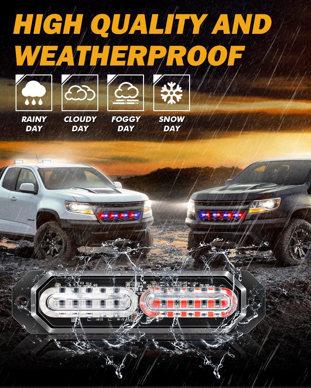 (4PSC/SET) 12LED Emergency Surface Mount Grill Strobe Light for Trucks Vehicles ATV RV Cars Van - Image 3