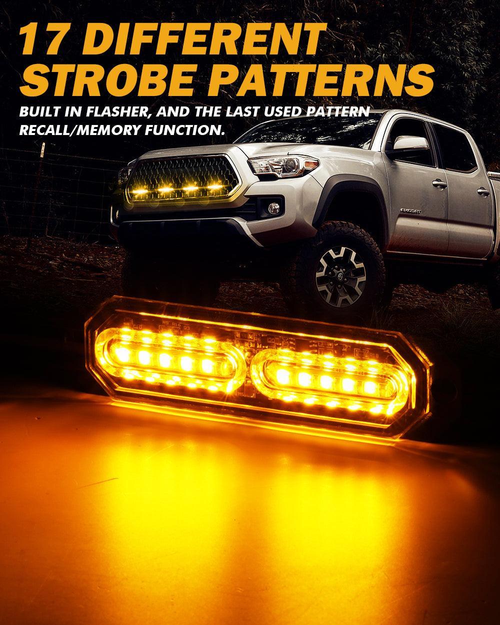 (4PSC/SET) 12LED Emergency Surface Mount Grill Strobe Light for Trucks Vehicles ATV RV Cars Van - Image 2