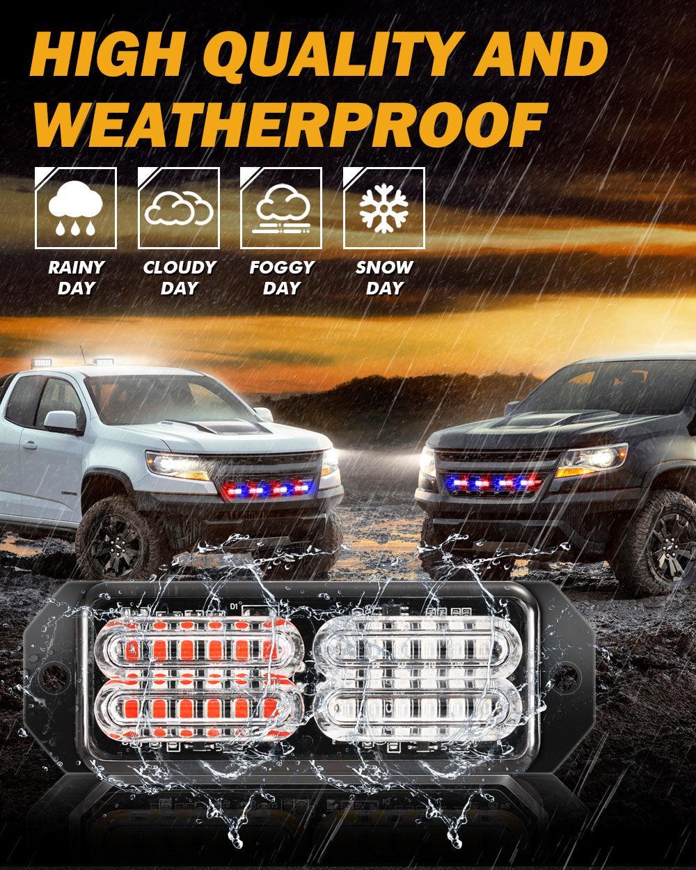 (4PSC/SET) 24LED Emergency Surface Mount Grill Strobe Light for Trucks Vehicles ATV RV Cars Van - Image 4