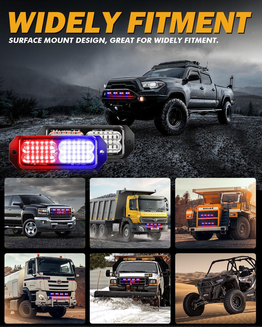 (4PSC/SET) 24LED Emergency Surface Mount Grill Strobe Light for Trucks Vehicles ATV RV Cars Van - Image 5