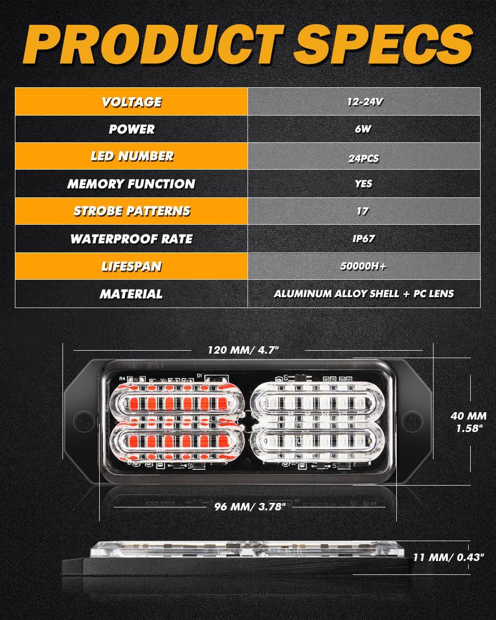 (4PSC/SET) 24LED Emergency Surface Mount Grill Strobe Light for Trucks Vehicles ATV RV Cars Van - Image 7