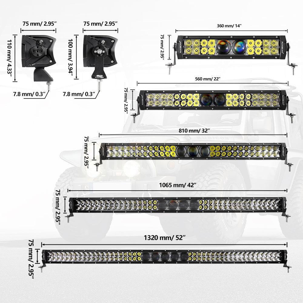 NEW 12"/22"/32"/42"/52" 5D-PRO Light Bars with DT Wiring Harness Kit For 2002 Ford F150 - Image 3