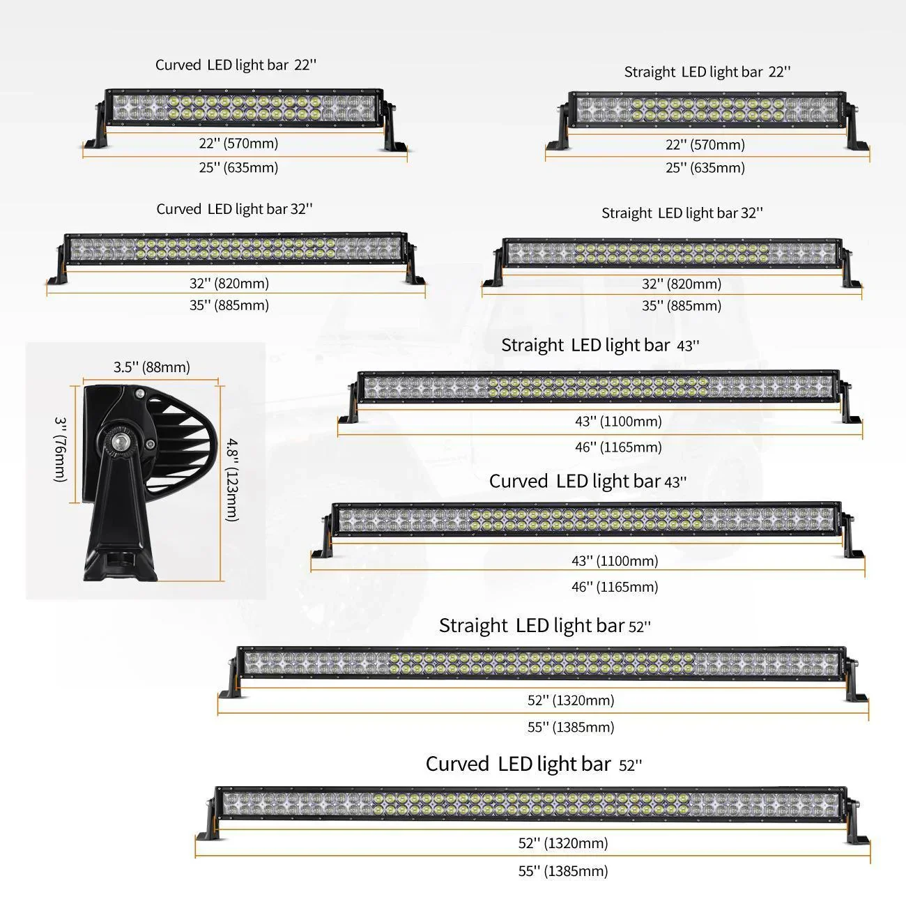 5D Series Straight/Curved Off Road Led Light Bar For 2002 Ford F150 - Image 4