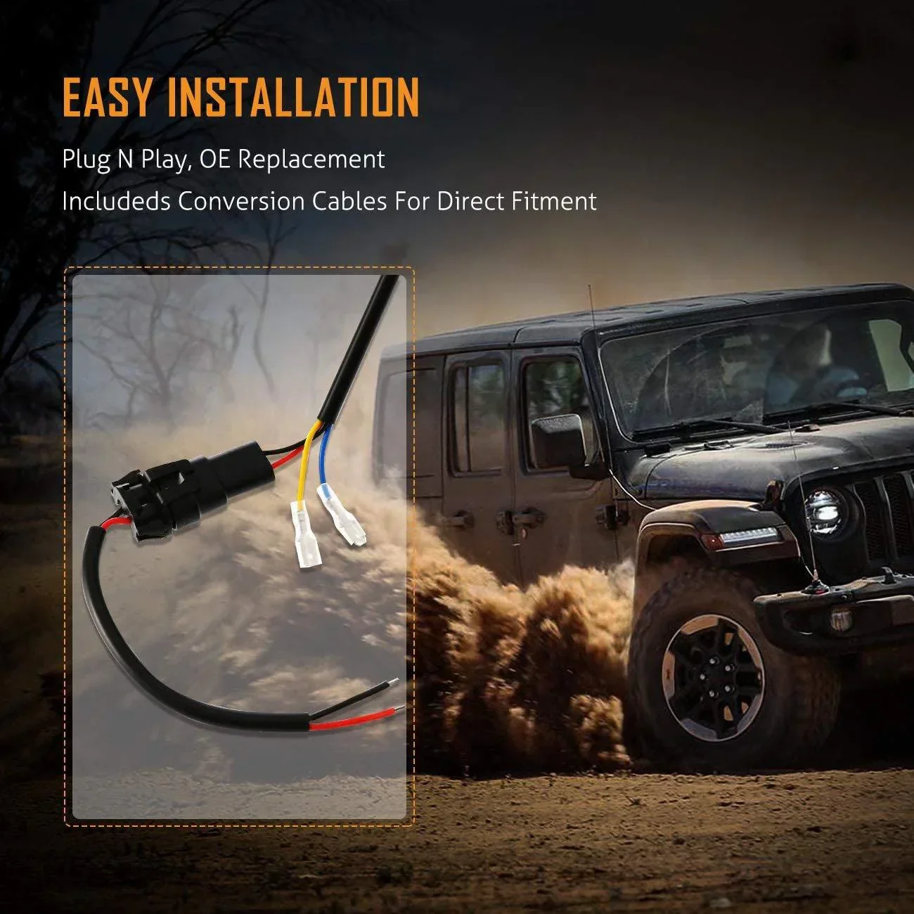 7'' LED Halo Headlights & 4'' 30W LED Fog Lights With White DRL with Amber Turn Signal For Jeep Wrangler2007-2018 JK - Image 8