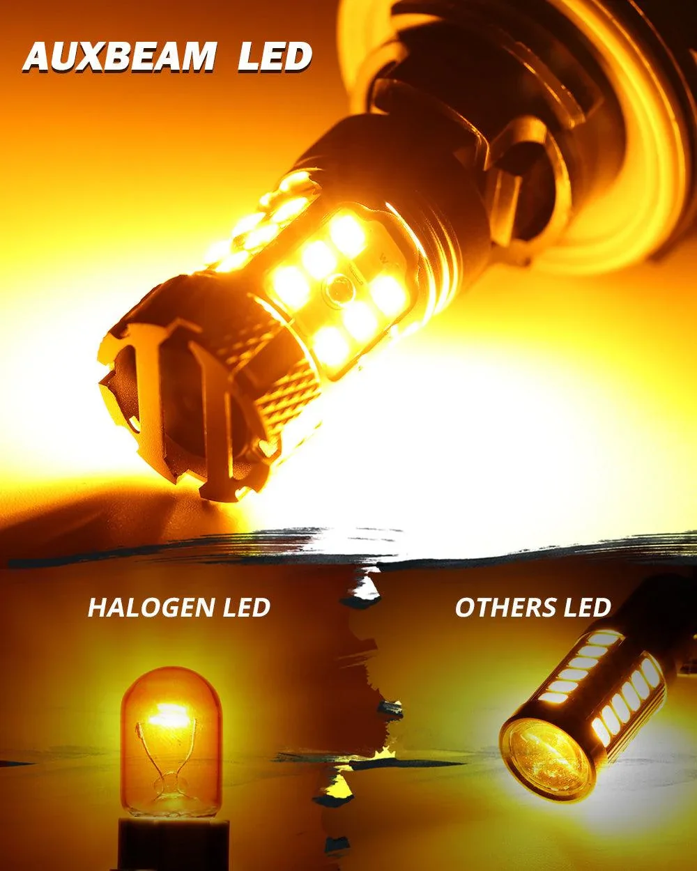 🆕T20 7443 7440 LED Turn Signal Light Rear/Front, Side Marker Light Bulbs 50W 4000LM CAN-Bus Error Free 3000K Amber B21-PRO Series |2 Bulbs - Image 6