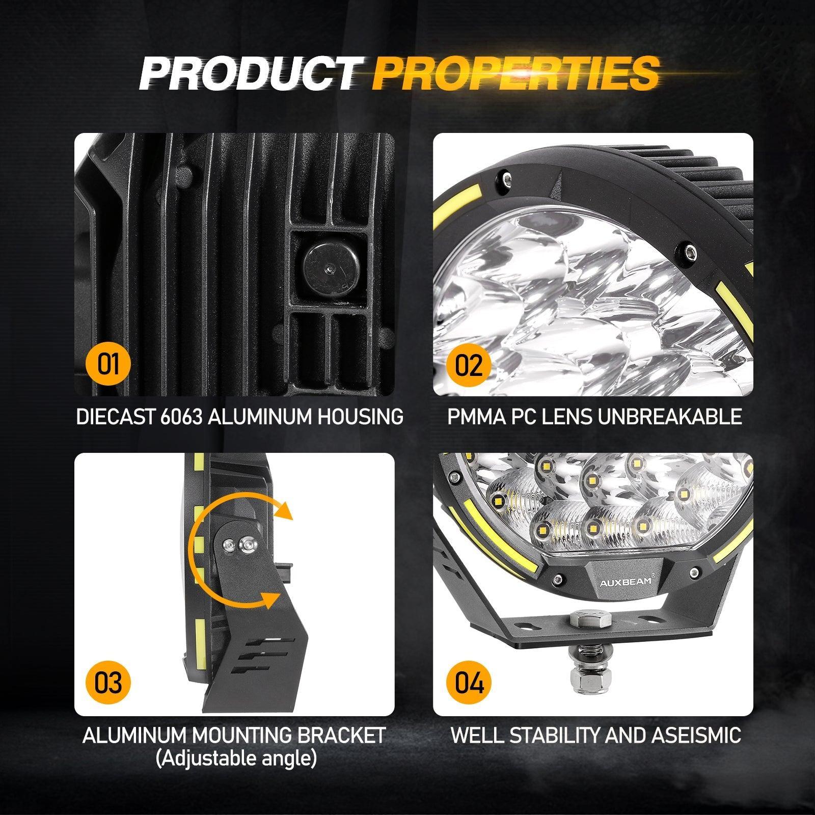 (2pcs/set) 9 INCH 270W 37776LM 360-PRO Series LED Driving Lights+Amber/Black Covers(Optional) for ATV UTV SIDE BY SIDE 4X4 - Image 4