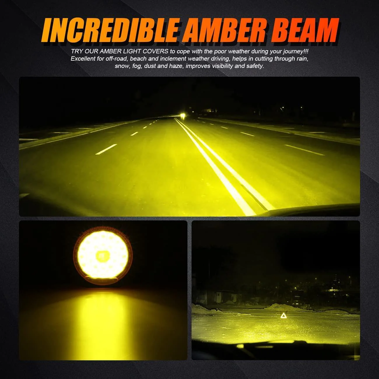 (2pcs/set) 9 Inch Round LED Driving Light Amber Cover Light Shield Cover - Image 7