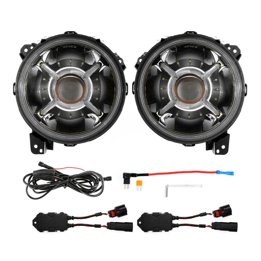 9'' Round 100W LED Headlights with DRL & 4'' 30W LED Fog Lights for 2018-2022 Jeep Wrangler JL, 2019-2022 Gladiator JT - Image 10