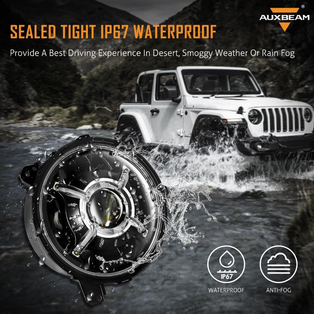 9'' Round 100W LED Headlights with DRL & 4'' 30W LED Fog Lights for 2018-2022 Jeep Wrangler JL, 2019-2022 Gladiator JT - Image 4