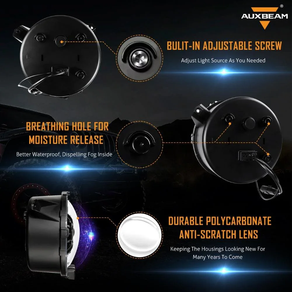 9'' Round 100W LED Headlights with DRL & 4'' 30W LED Fog Lights for 2018-2022 Jeep Wrangler JL, 2019-2022 Gladiator JT - Image 5