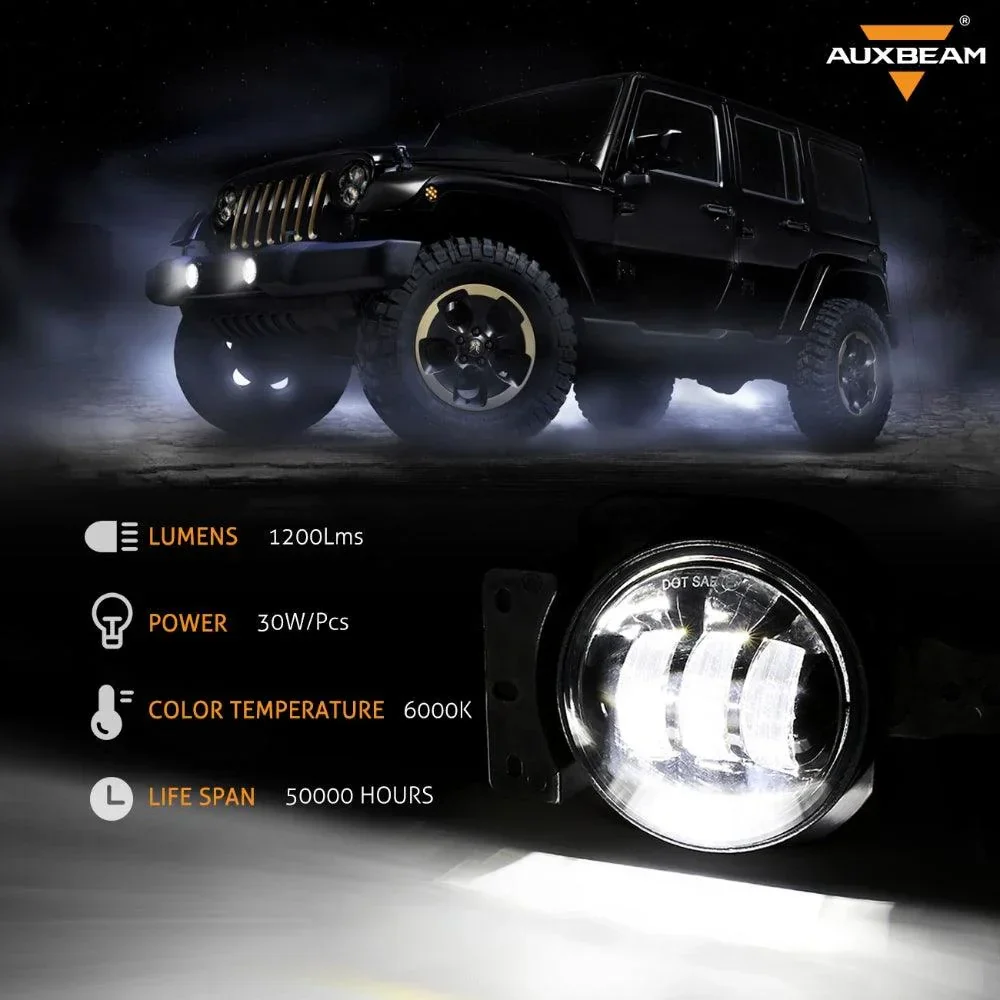 9'' Round 100W LED Headlights with DRL & 4'' 30W LED Fog Lights for 2018-2022 Jeep Wrangler JL, 2019-2022 Gladiator JT - Image 6