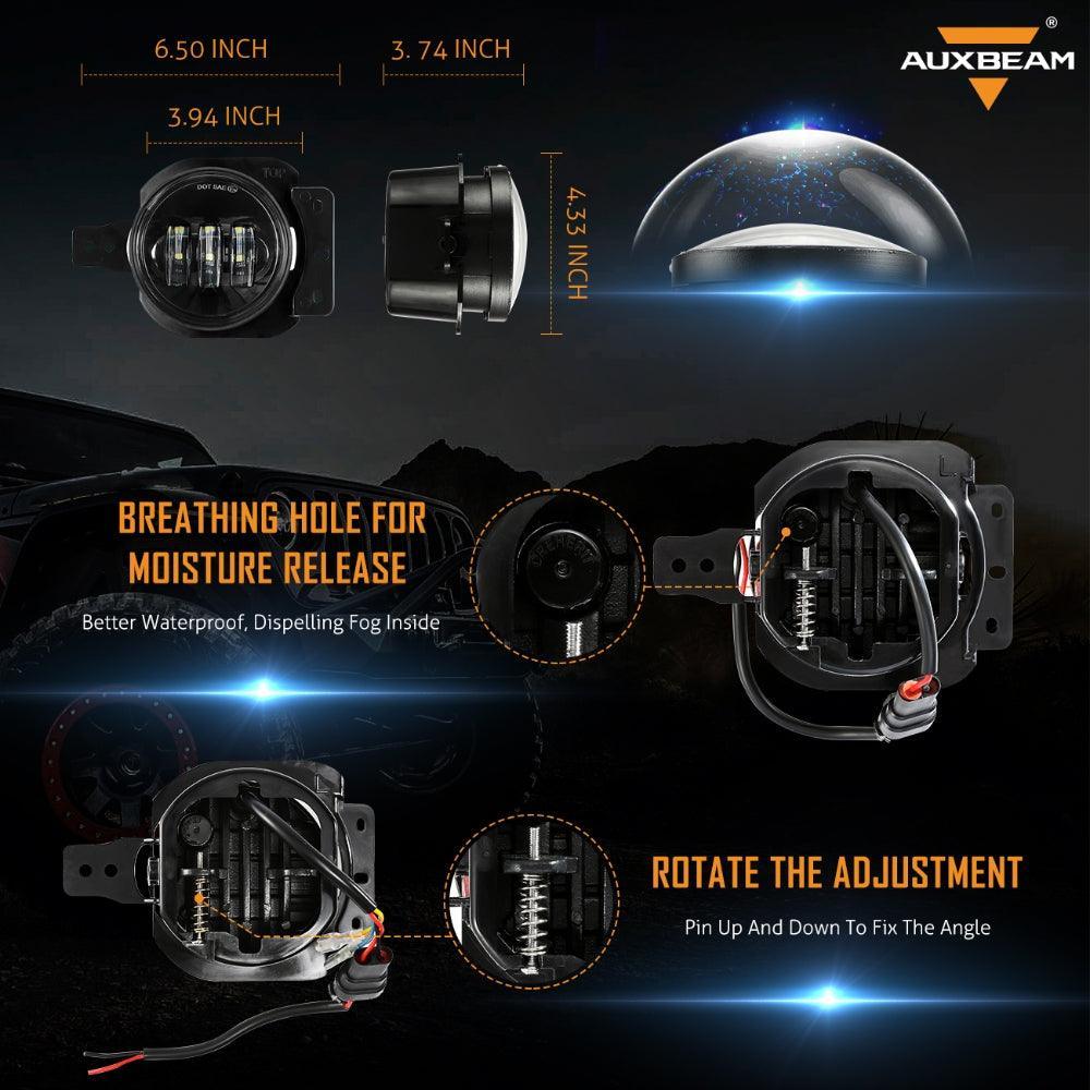 9'' Round 100W LED Headlights with DRL & 4'' 30W LED Fog Lights for 2018-2022 Jeep Wrangler JL, 2019-2022 Gladiator JT - Image 8