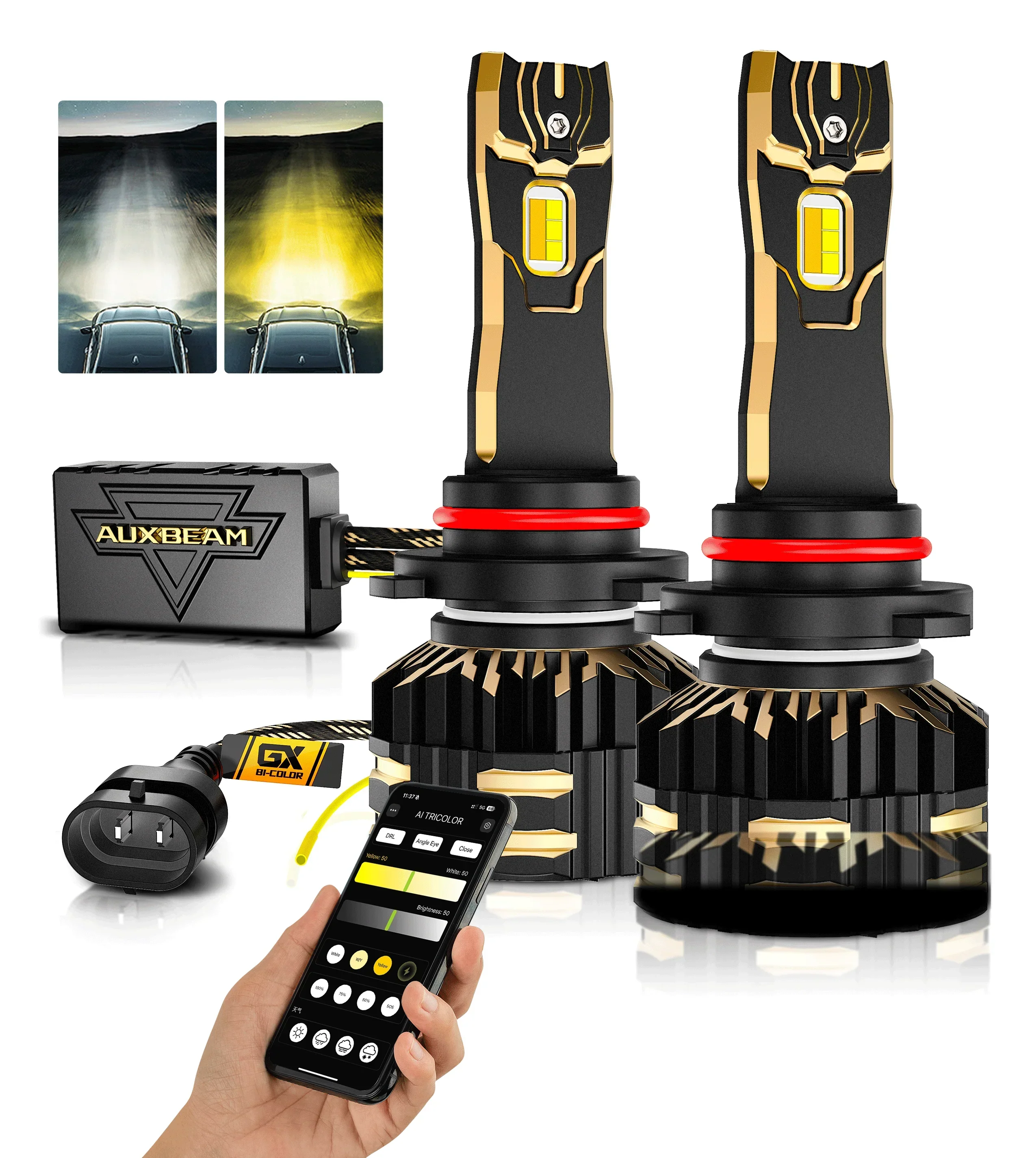 🆕9005/HB3 LED Bulb Fog Light/Low Beam Lighs 110W 25000LM GX Bi-Color Smart Series, with App Control Via Bluetooth & Dual Color Switchback | 2 Bulbs - Image 11