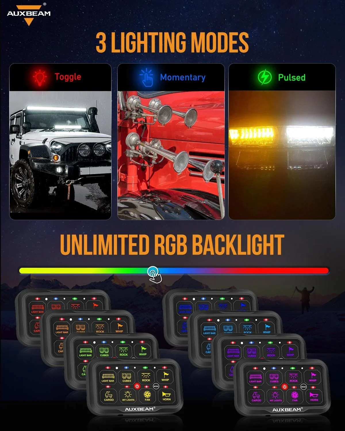 AR-800 Multifunction RGB Switch Panel with Bluetooth Controlled & 47 Inch Extension Cable(Optional) for GMC - Image 4