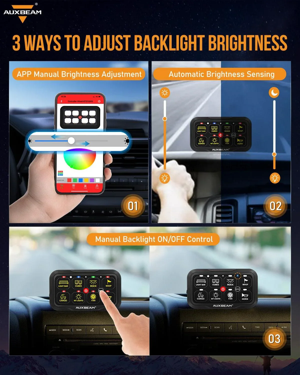 AR-800 RGB Switch Panel with APP+52 Inch 5D-PRO LED Light Bar, Toggle/ Momentary/ Pulsed Mode Supported - Image 12