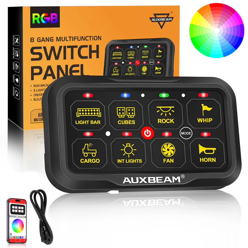 AR Series 8 Gang (AR-820) RGB Switch Panel with APP, Toggle/ Momentary/ Pulsed Mode Supported (Two-Sided Outlet) - Image 10