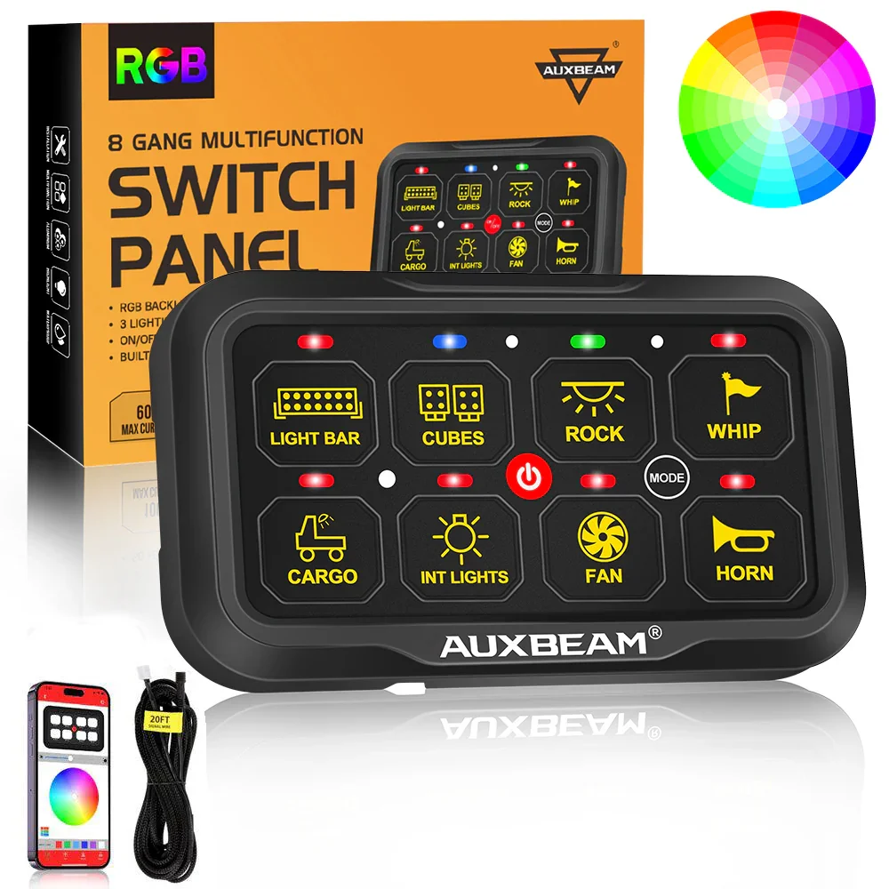 AR Series 8 Gang (AR-820) RGB Switch Panel with APP, Toggle/ Momentary/ Pulsed Mode Supported (Two-Sided Outlet) - Image 9
