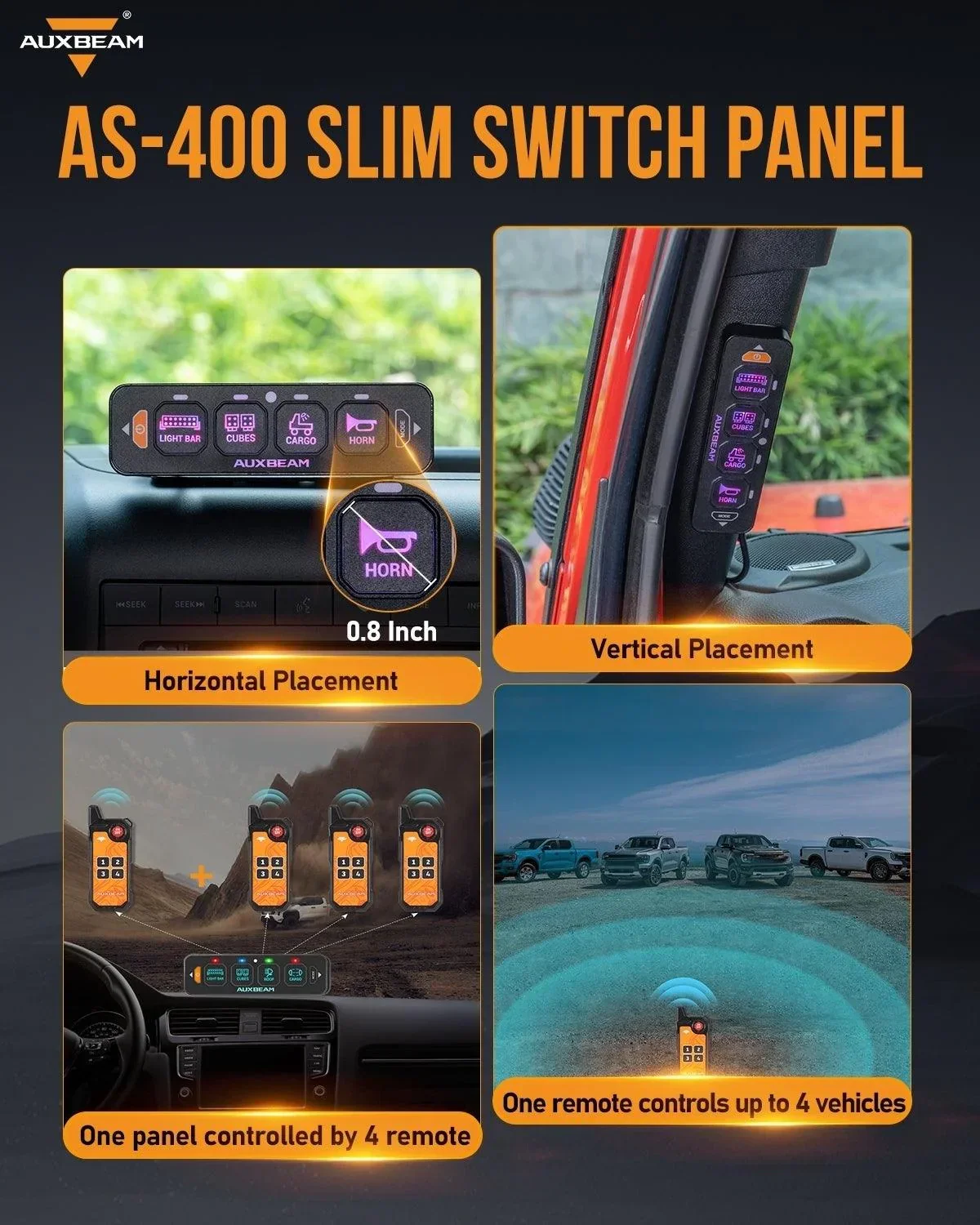 AS Series 4 Gang (AS-400) RGB Slim Switch Panel with APP&Remote Control, Toggle/ Momentary/ Pulsed Mode Supported(One-Sided Outlet) - Image 5