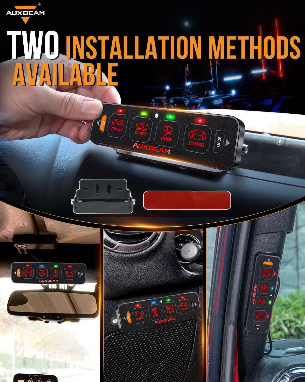 AS Series 4 Gang (AS-R40) RGB Slim Switch Panel, Toggle/ Momentary/ Pulsed Mode Supported(One-Sided Outlet) - Image 4