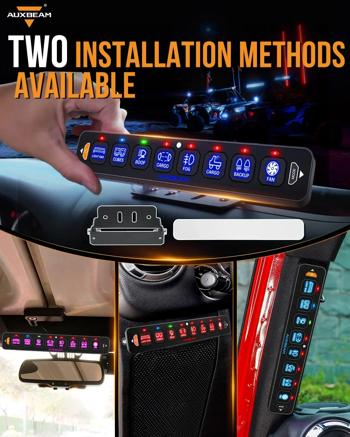 AS Series 8 Gang (AS-R80) RGB Slim Switch Panel, Toggle/ Momentary/ Pulsed Mode Supported(One-Sided Outlet) - Image 5