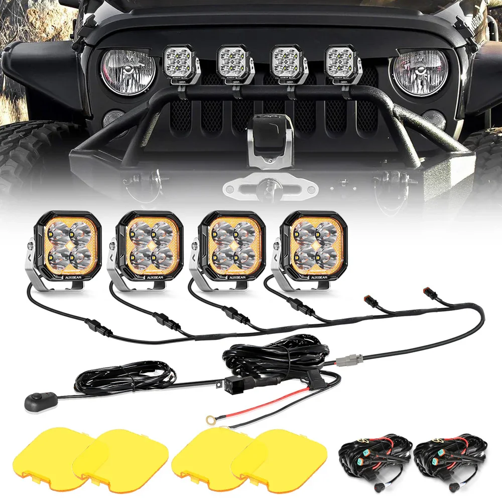 Color Play Series 3 Inch 100W LED Pod Lights Off Road Lights with White DRL & Amber Turn Signal Lights - Image 26