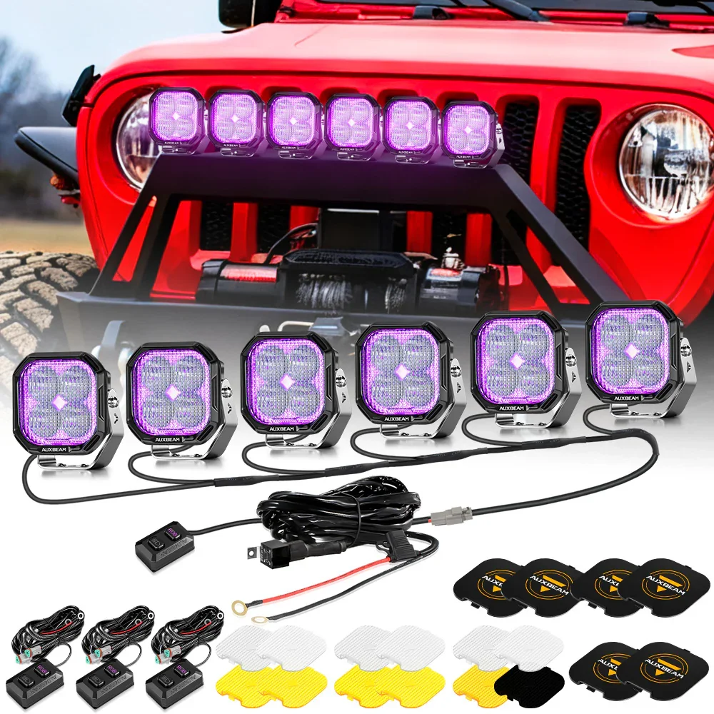 Color Play Series 3 Inch 116W RGB LED Pod Lights Off Road Lights With 8 Backlight Options - Image 37