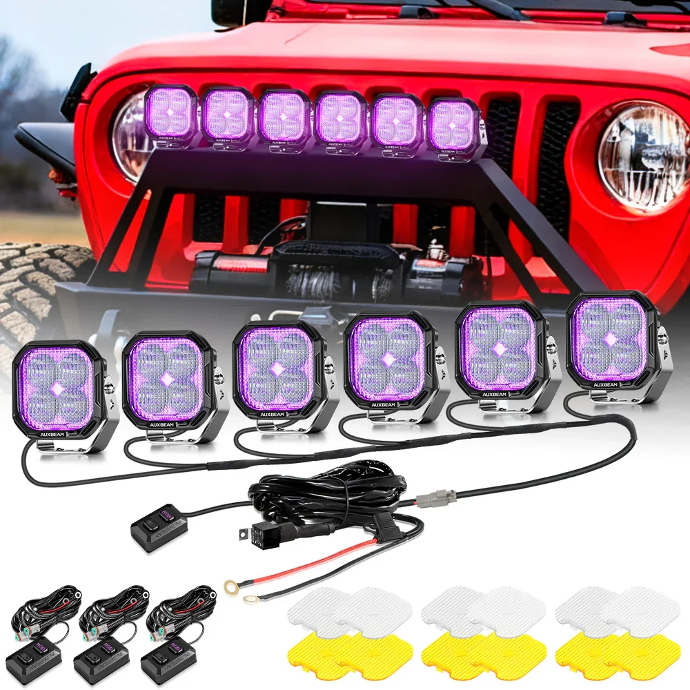 Color Play Series 3 Inch 116W RGB LED Pod Lights Off Road Lights With 8 Backlight Options - Image 39