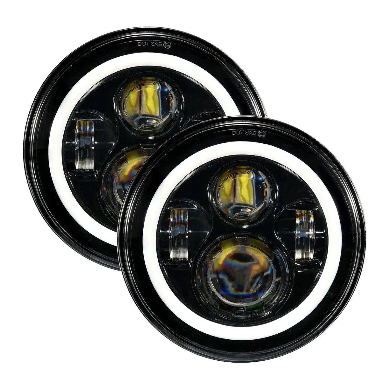 7" LED Halo Headlights + 5D-PRO 52" Straight LED Light Bar + Windshield Mounting Brackets + 18W Flood Beam Pod Lights Set for Jeep Wrangler TJ - Image 10