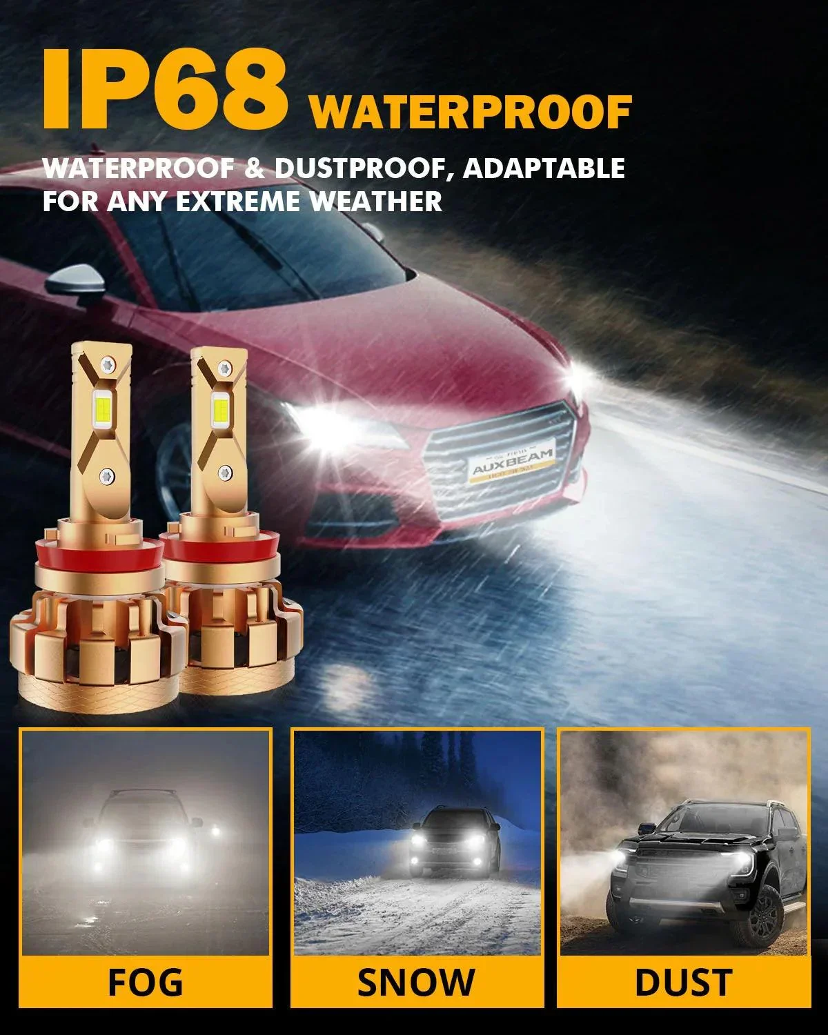F-16 PLUS Series 18000LM 70W LED Headlight Bulbs 6000K Cool White - Image 7
