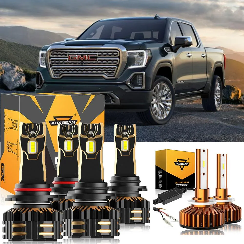 For 2001-2002 GMC Sierra 1500 HD 9005 9006 LED Headlight Bulbs Bundle