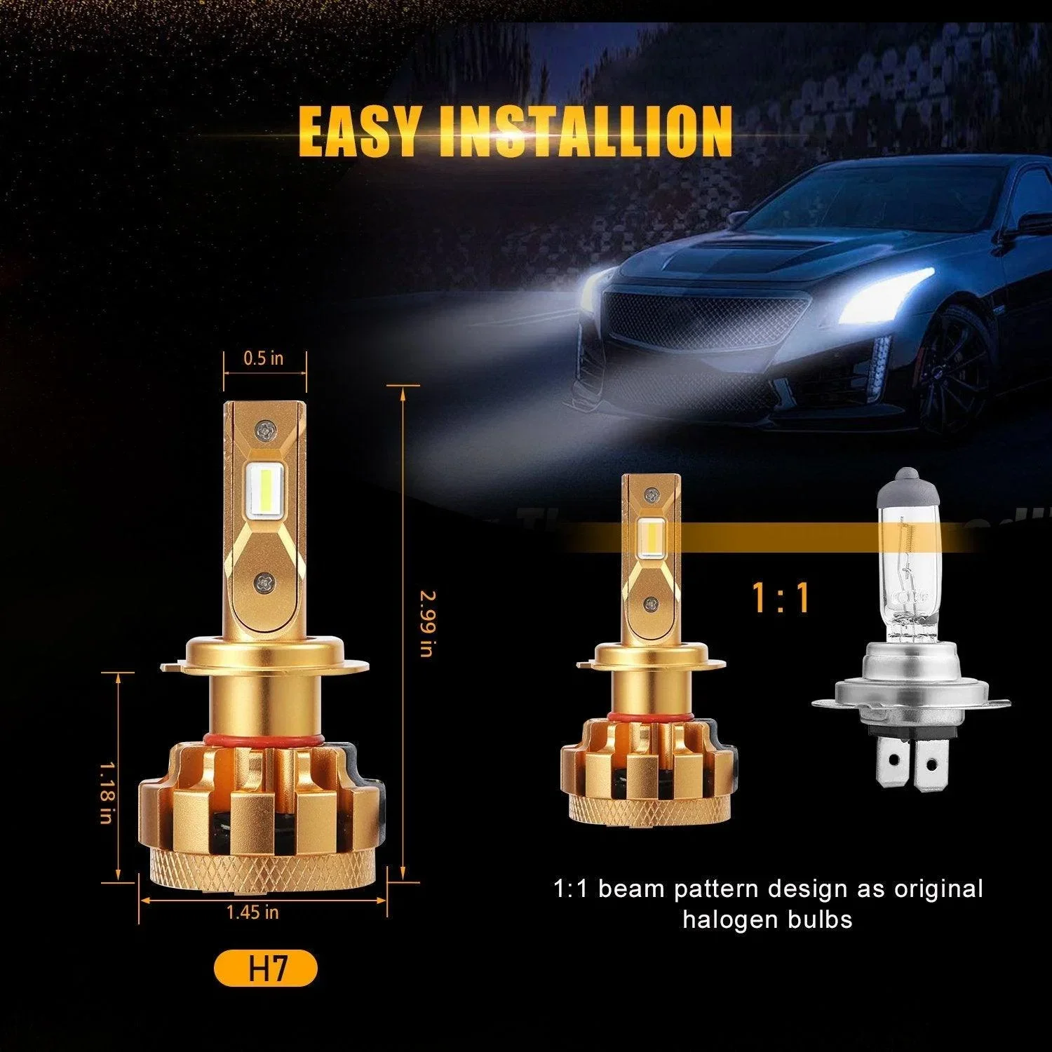 For 2006-2015 Mercedes-Benz C350 with halogen headlamps LED Light Bulbs High Low Beam Bundle - Image 8