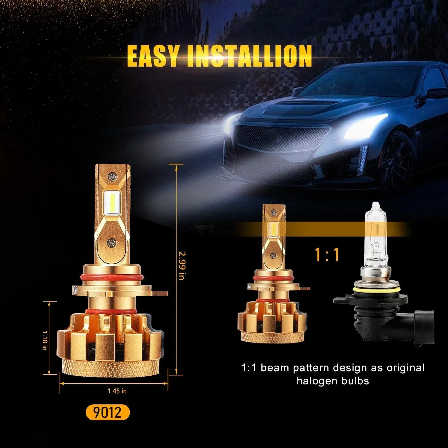 For 2018-2019 Chevrolet Equinox 9012 F-16 Plus Series Automotive Grade 14000LM LED Light Bulbs High Low Beam Bundle - Image 9