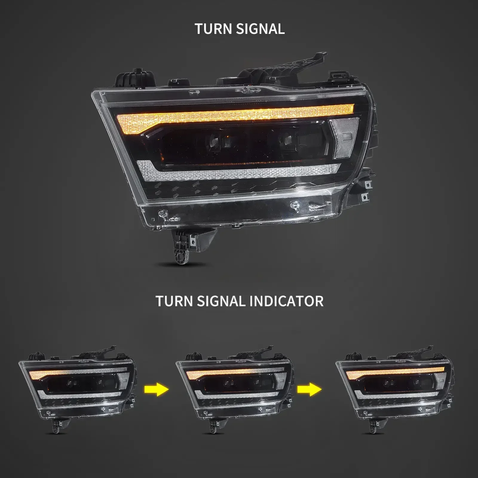 Full LED Headlight Assembly For 2019-2024 Dodge Ram 1500 - Image 5