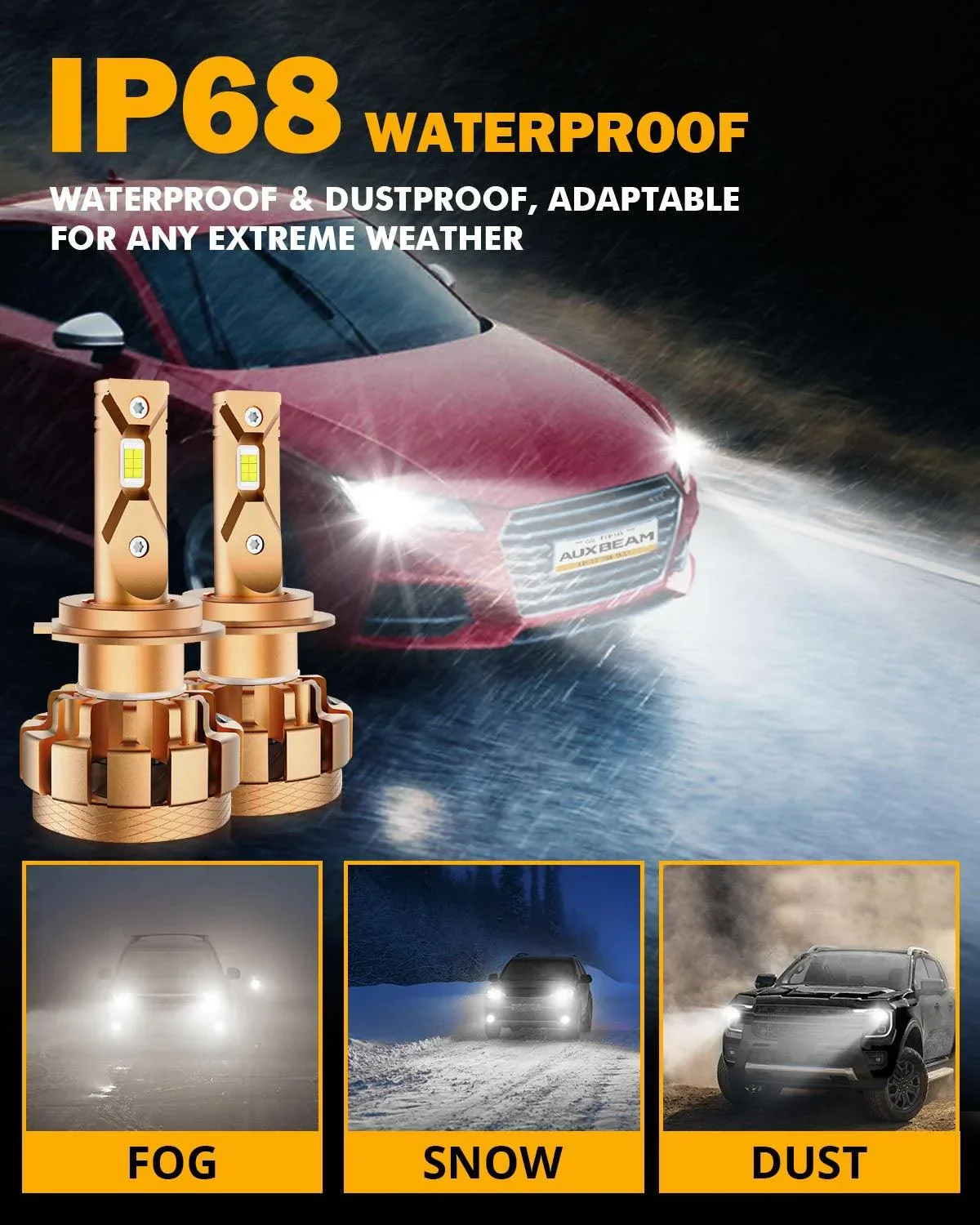H7 LED Headlight Bulbs 70W 18000LM F-16 Plus Series Brightest 6000K Cool White | 2 Bulbs - Image 8