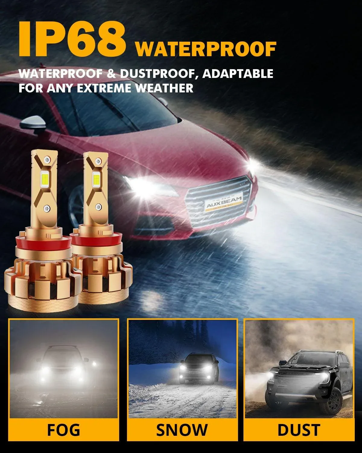 H11 LED Headlight Bulbs 70W 18000LM F-16 Plus Series Brightest 6000K Cool White | 2 Bulbs - Image 8