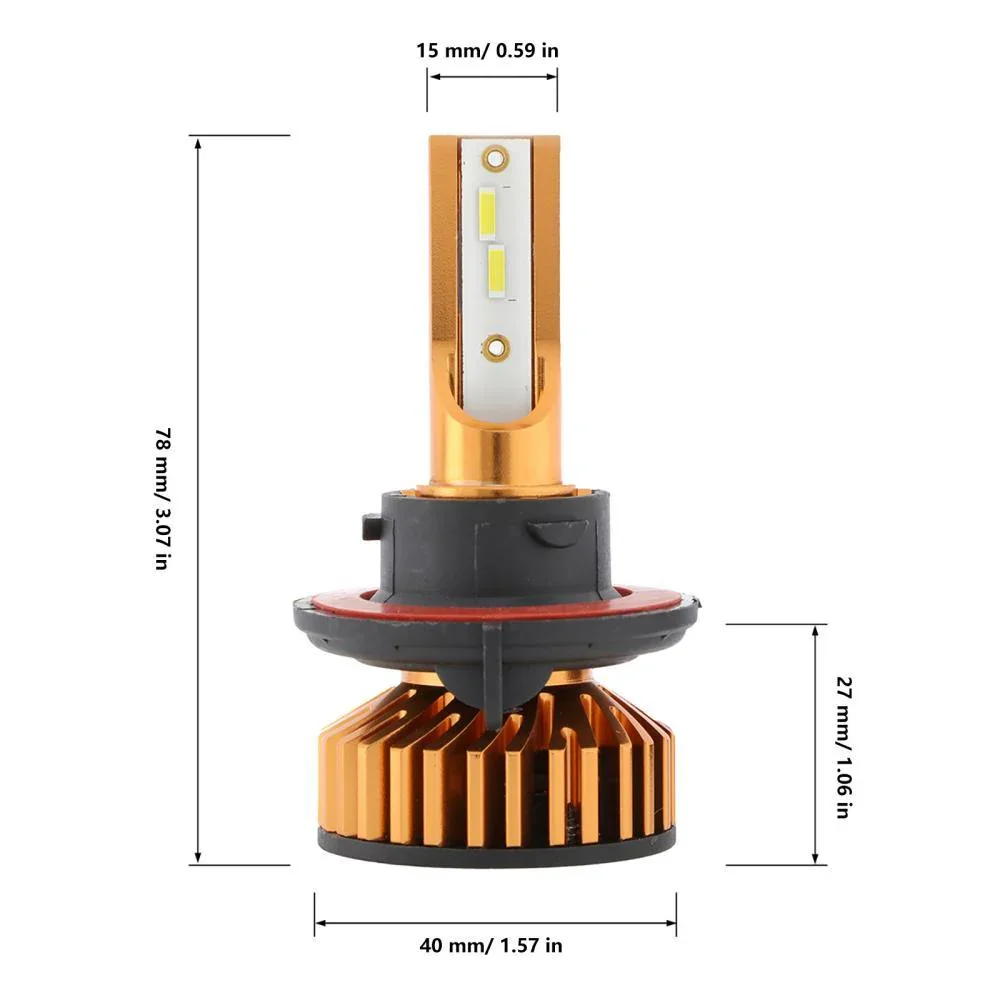 H13 LED Headlight Bulbs 52W 10000LM F2 Series Mini Size 6500K Cool White |  2 Bulbs - Image 8