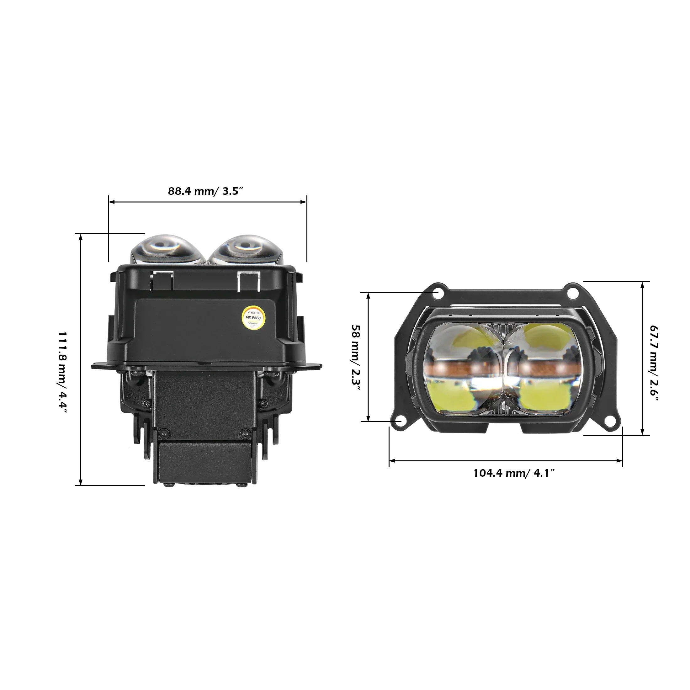 🆕3.5 inch 132W Hyperbolic Rectangular Bi-LED Projector Lens Headlight K9 Series, Retrofit Cutting Installation for Cars | 2pcs/Set - Image 7
