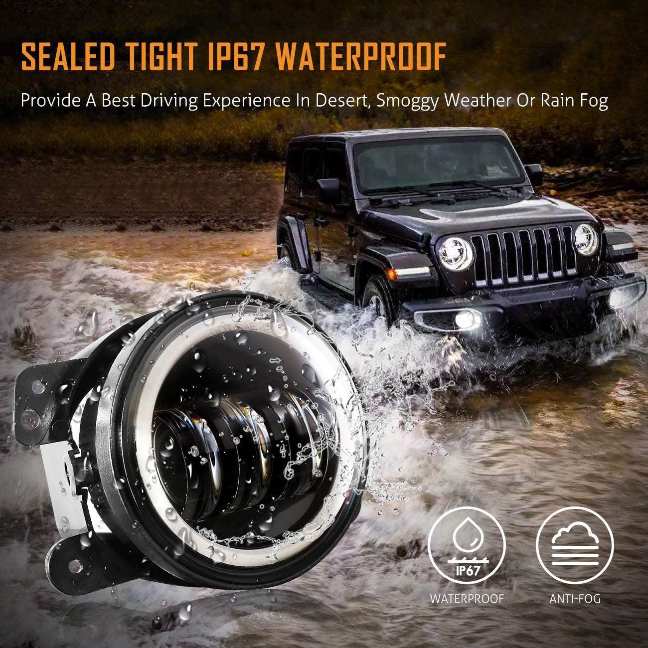 7'' LED Headlight Replacement And 4'' 30W LED Fog Lights with White DRL+Amber Turn Signal For Jeep Wrangler2007-2018 JK - Image 7