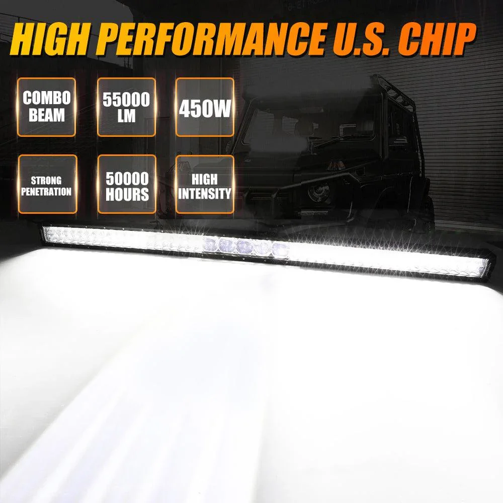 7" LED Halo Headlights+5D-PRO 52" Straight LED Light Bar+Windshield Mounting Brackets 18W Pod Lights Set for Jeep Wrangler TJ - Image 3